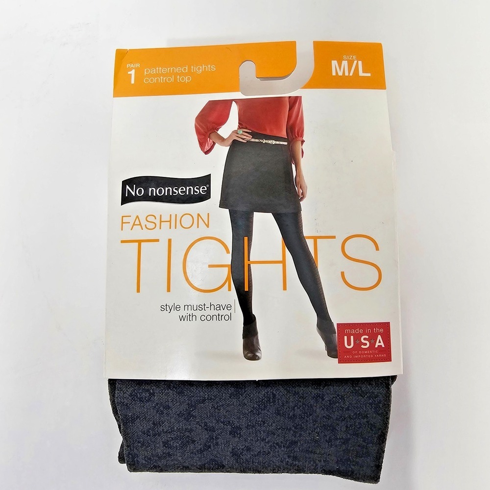 No Nonsense Leopard‎ Pattern Textured Control Top Tights BLACK Size M/L USA New
